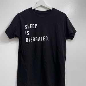 Black T-shirt with Sleep is overrated print